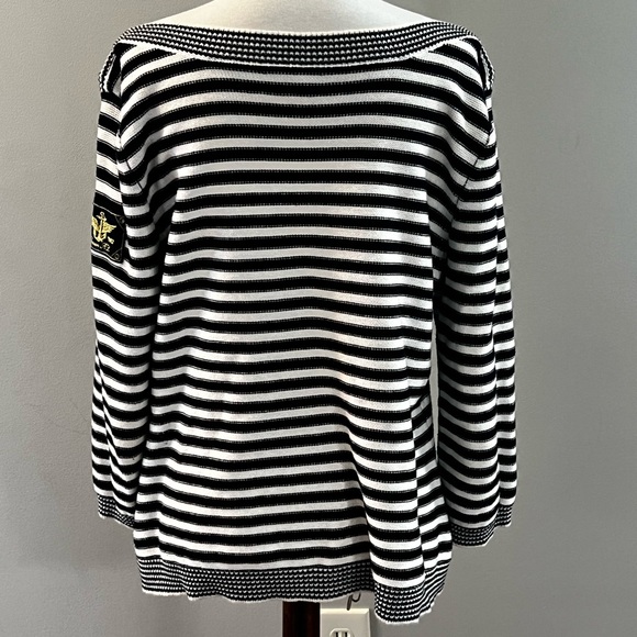 LRL Ralph Lauren Jeans Women's Knit Boatneck Striped Nautical Sweater large - Picture 6 of 11
